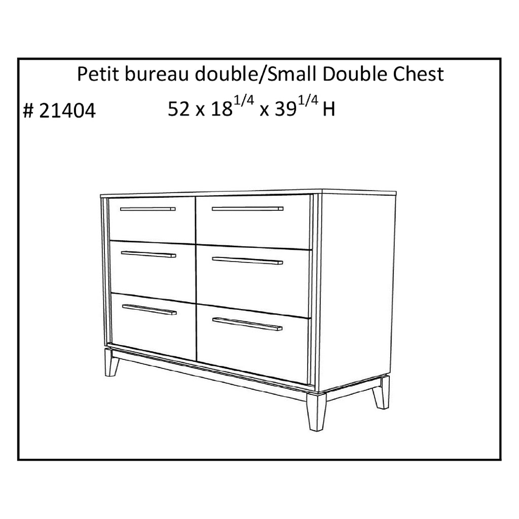 Bureau double 6 tiroirs moderna pour chambre, blanc et bois grange