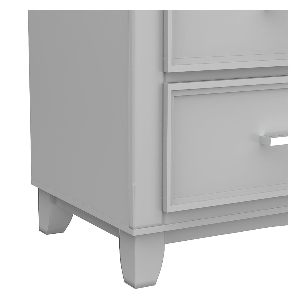 Petit bureau double 6 tiroirs bella pour chambre, gris clair