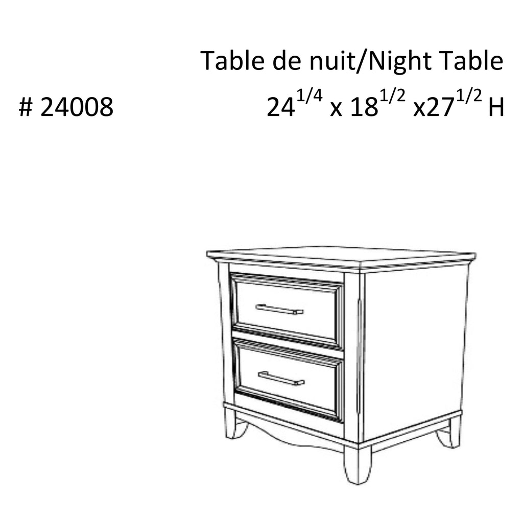 Table de nuit bella pour chambre, gris foncé et blanc