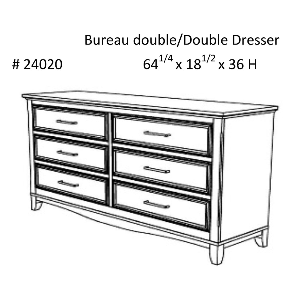 Bureau double 6 tiroirs bella pour chambre, blanc