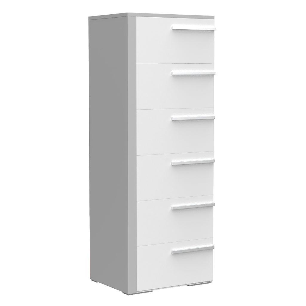 Commode 6 tiroirs gabriella pour chambre, gris clair & blanc