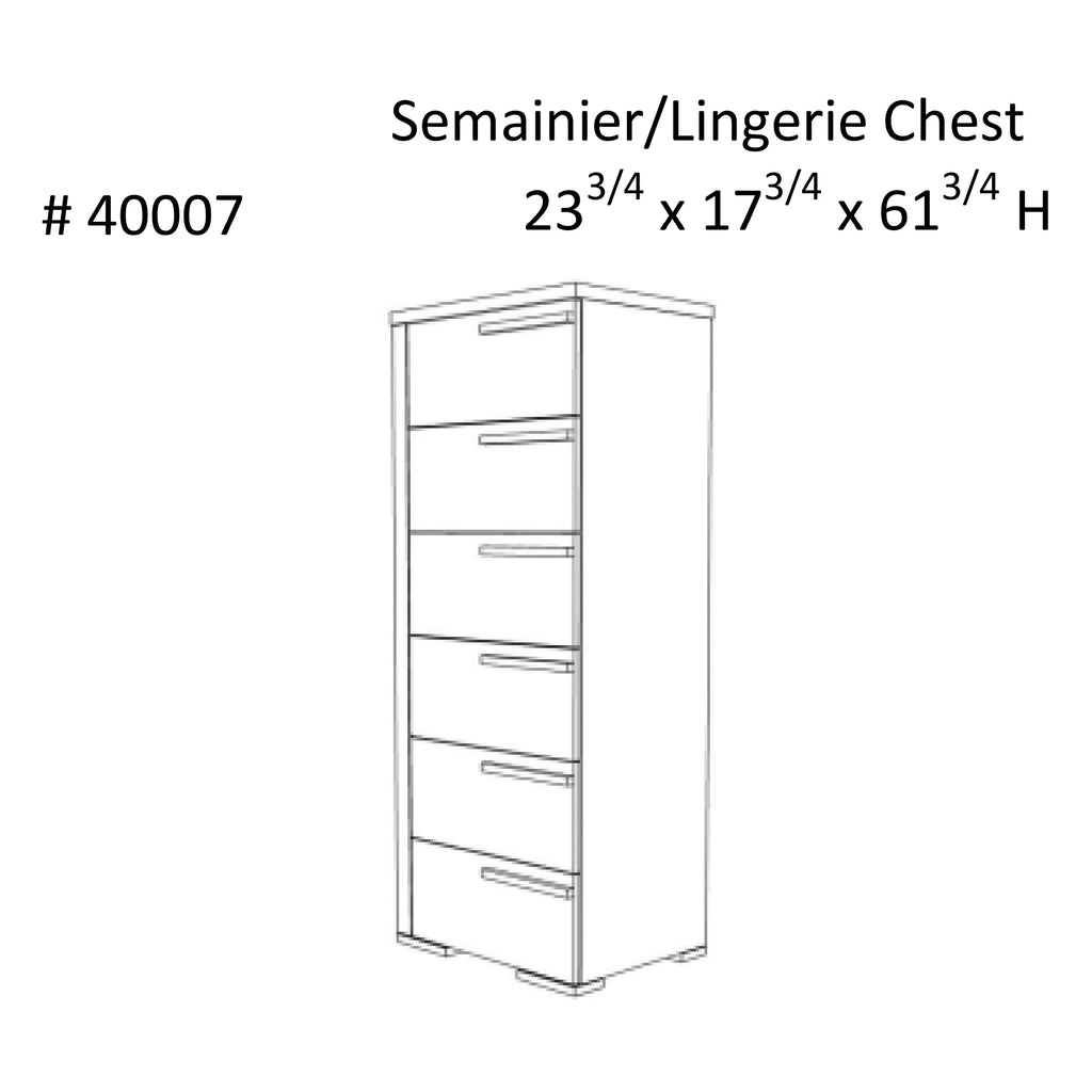 Commode 6 tiroirs gabriella pour chambre, blanc & noyer