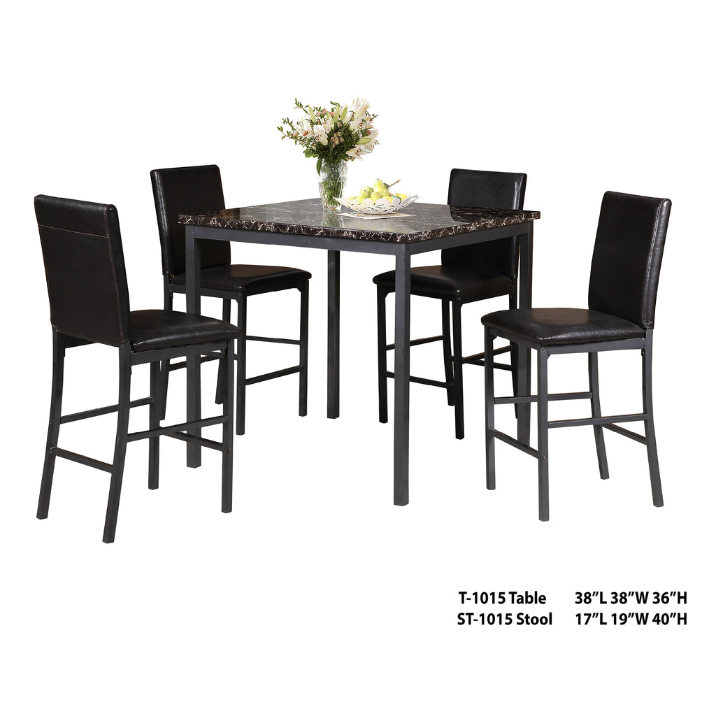 Bebelelo 5Pc Pub Set - Table carrée en marbre avec 4 chaises pour la décoration intérieure
