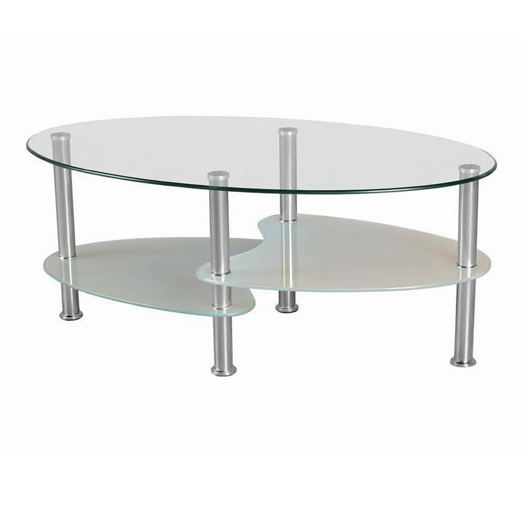 Table basse Bebelelo - plateau en verre trempé de 8 mm et pieds chromés pour la décoration intérieure