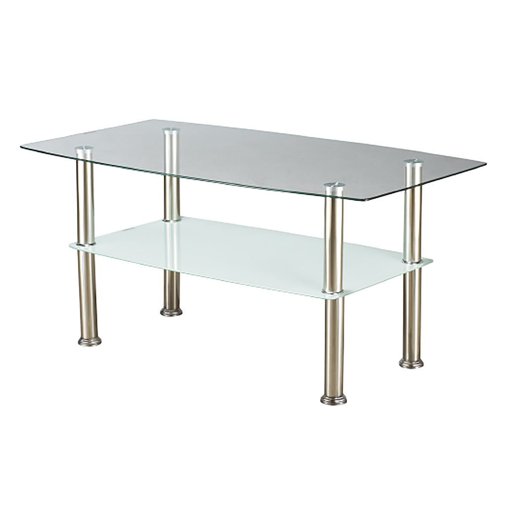 Bebelelo - Table basse 3 pièces avec 2 tables d'appoint, plateau en verre et pieds chromés