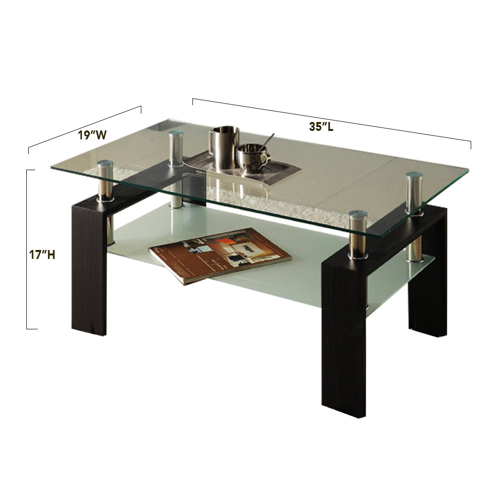 Bebelelo - Table basse 3 pièces et 2 tables d'appoint, plateau en verre expresso