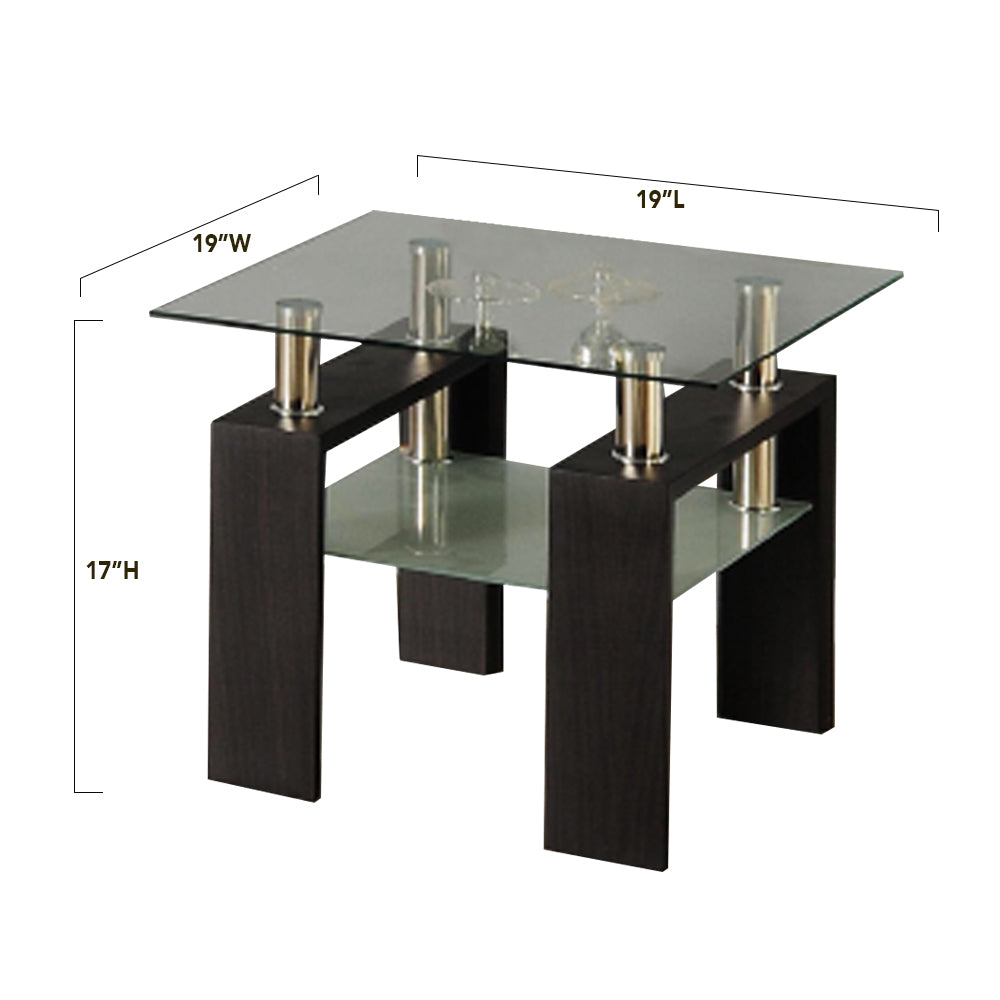 Bebelelo - Table basse 3 pièces et 2 tables d'appoint, plateau en verre expresso